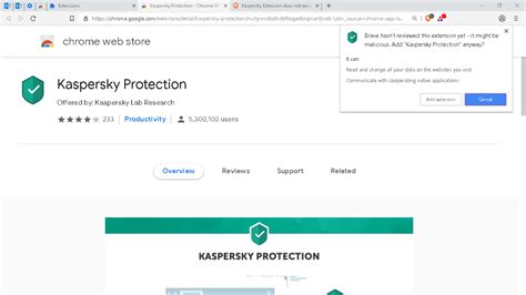 kaspersky brave|Kaspersky protection addon not working .